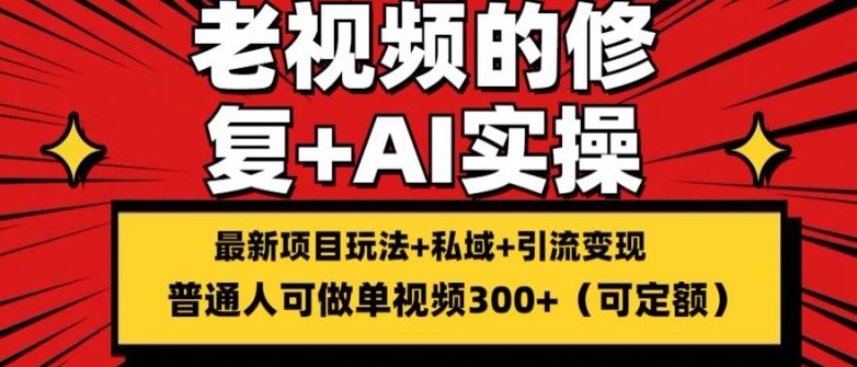 修复老视频的玩法，搬砖+引流的变现(可持久)，单条收益300+【揭秘】-虫2小屋