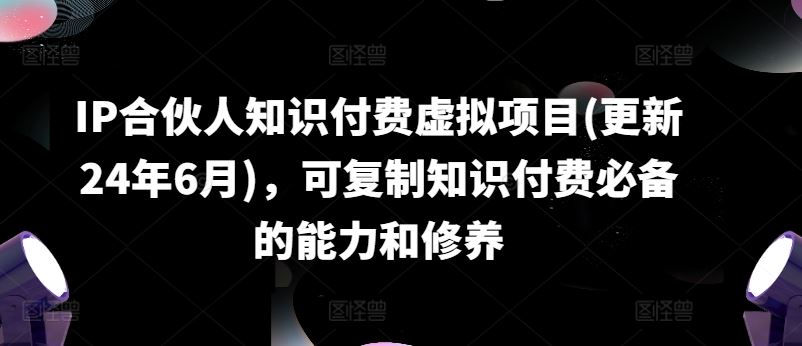 IP合伙人知识付费虚拟项目(更新24年6月)，可复制知识付费必备的能力和修养-虫2小屋