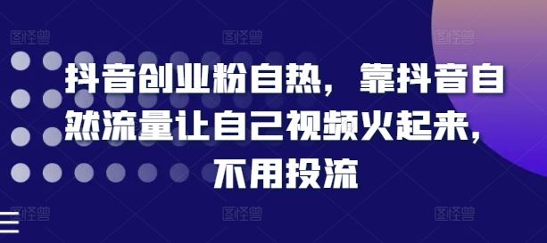 抖音创业粉自热，靠抖音自然流量让自己视频火起来，不用投流-虫2小屋