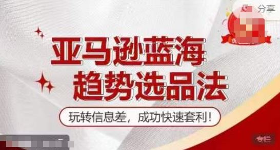 【训练营】亚马逊蓝海趋势选品法，玩转信息差，成功快速套利-虫2小屋