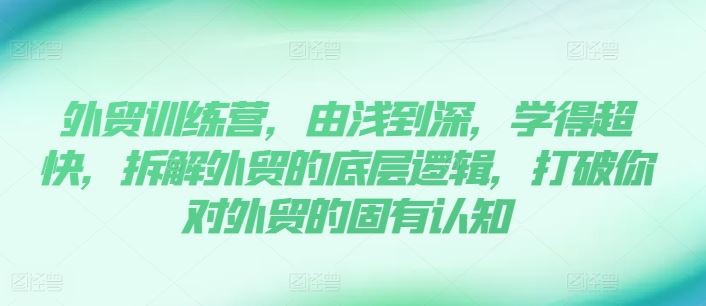 外贸训练营，由浅到深，学得超快，拆解外贸的底层逻辑，打破你对外贸的固有认知-虫2小屋