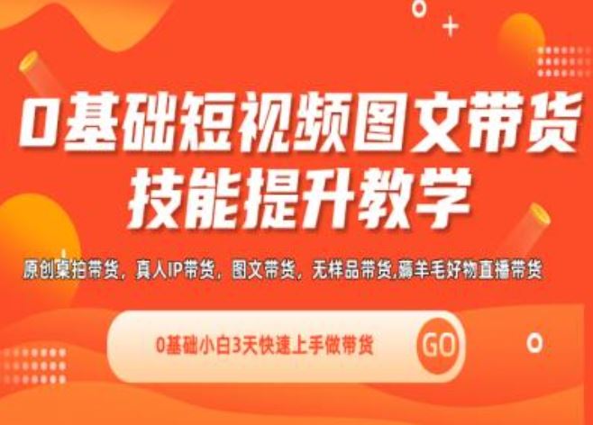 0基础短视频图文带货实操技能提升教学(直播课+视频课),0基础小白3天快速上手做带货-虫2小屋