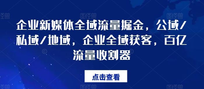 企业新媒体全域流量掘金，公域/私域/地域，企业全域获客，百亿流量收割器-虫2小屋