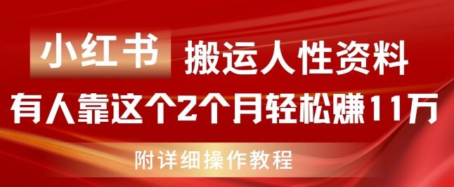 小红书搬运人性资料，有人靠这个2个月轻松赚11w，附教程【揭秘】-虫2小屋