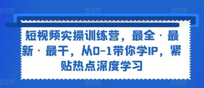 短视频实操训练营，最全·最新·最干，从0-1带你学IP，紧贴热点深度学习-虫2小屋