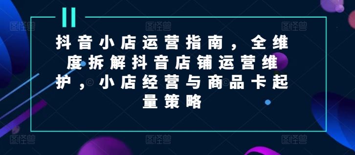 抖音小店运营指南，全维度拆解抖音店铺运营维护，小店经营与商品卡起量策略-虫2小屋