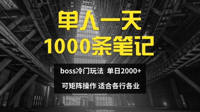 单人一天1000条笔记，日入2000+，BOSS直聘的正确玩法【揭秘】-虫2站点