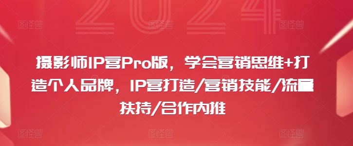 摄影师IP营Pro版，学会营销思维+打造个人品牌，IP营打造/营销技能/流量扶持/合作内推-虫2站点