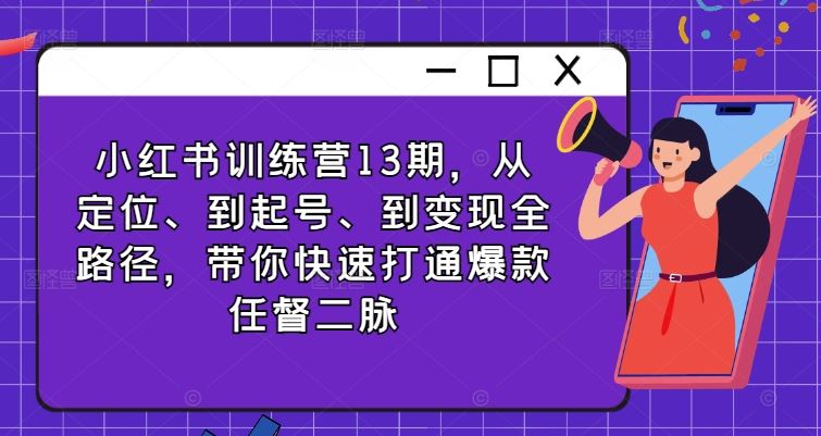 小红书训练营13期，从定位、到起号、到变现全路径，带你快速打通爆款任督二脉-虫2站点