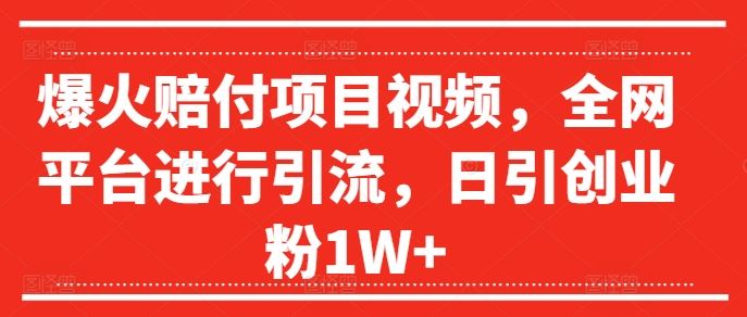 爆火赔付项目视频，全网平台进行引流，日引创业粉1W+【揭秘】-虫2小屋