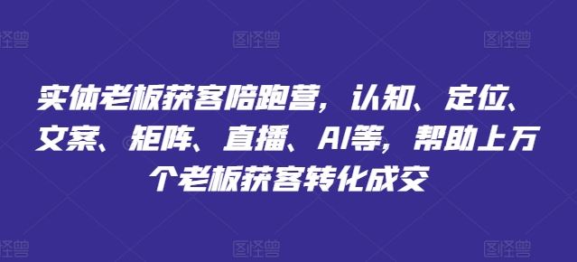 实体老板获客陪跑营，认知、定位、文案、矩阵、直播、AI等，帮助上万个老板获客转化成交-虫2小屋