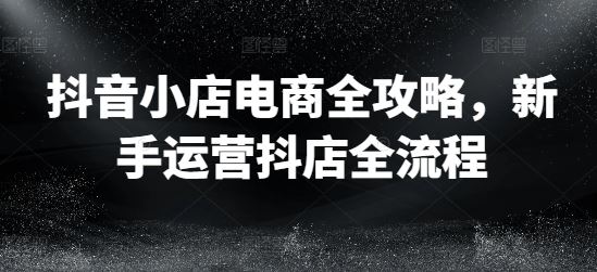 抖音小店电商全攻略，新手运营抖店全流程-虫2小屋