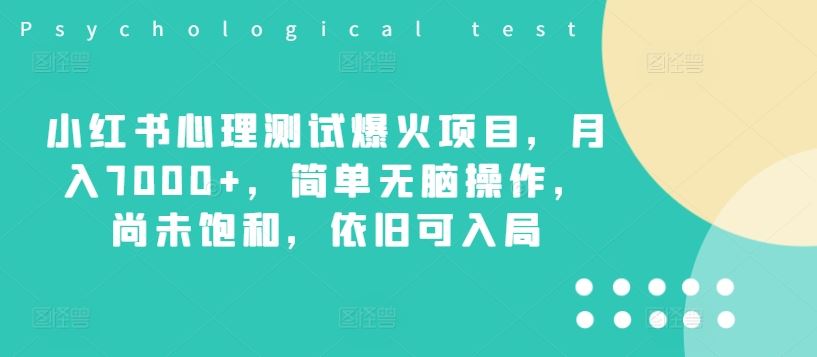 小红书心理测试爆火项目，月入7000+，简单无脑操作，尚未饱和，依旧可入局-虫2小屋
