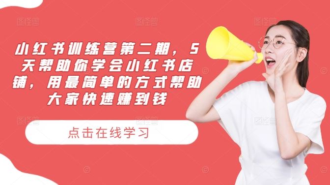小红书训练营第二期，5天帮助你学会小红书店铺，用最简单的方式帮助大家快速赚到钱-虫2小屋