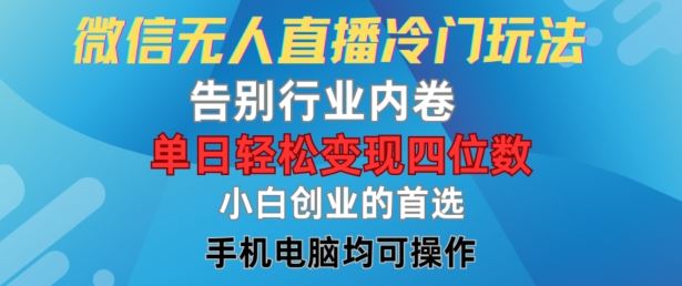 微信无人直播冷门玩法，告别行业内卷，单日轻松变现四位数，小白的创业首选【揭秘】-虫2小屋
