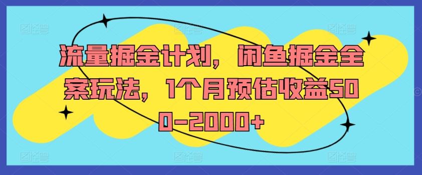 流量掘金计划，闲鱼掘金全案玩法，1个月预估收益500-2000+-虫2小屋