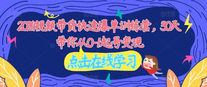2024视频带货快速爆单训练营，30天带你从0-1起号变现-虫2小屋