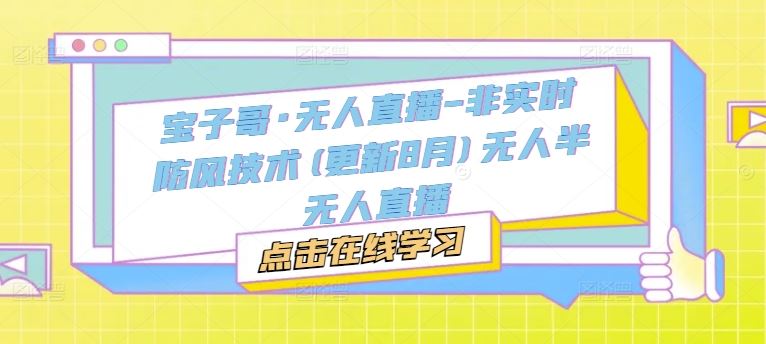 宝子哥·无人直播-非实时防风技术(更新8月)无人半无人直播-虫2小屋