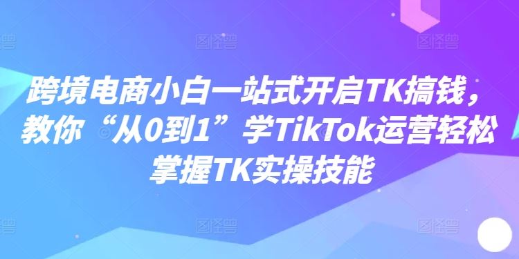 跨境电商小白一站式开启TK搞钱，教你“从0到1”学TikTok运营轻松掌握TK实操技能-虫2小屋