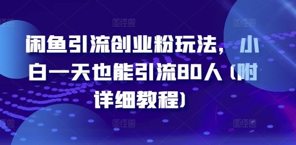 闲鱼引流创业粉玩法，小白一天也能引流80人(附详细教程)-虫2小屋