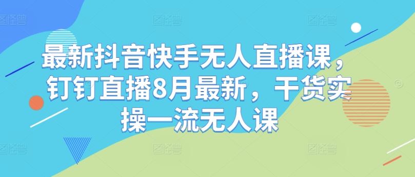 最新抖音快手无人直播课，钉钉直播8月最新，干货实操一流无人课-虫2小屋