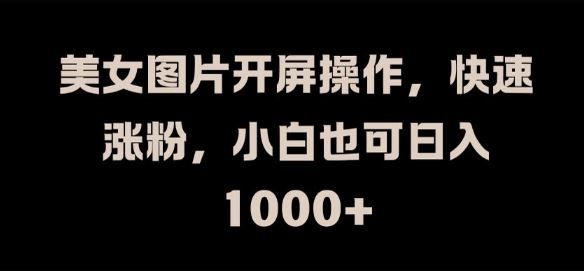 美女图片开屏操作，快速涨粉，小白也可日入1k【揭秘】-虫2小屋