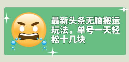 最新头条无脑搬运玩法，单号一天轻松十几块【视频教程+搬运软件】-虫2小屋