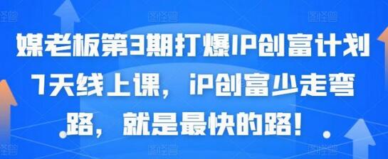 媒老板第3期打爆IP创富计划7天线上课，iP创富少走弯路，就是最快的路！-虫2小屋