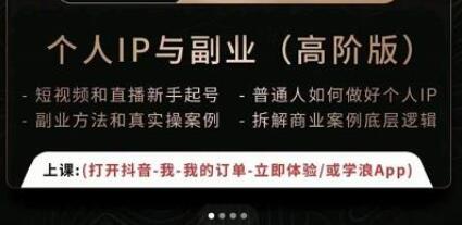 一舟一课个人IP与副业（高阶版），短视频和直播新手起号-普通人如何做好个人IP-虫2小屋