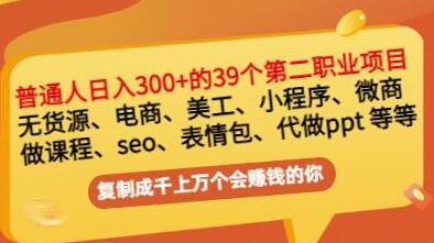 普通人日入300+年入百万+39个副业项目：无货源、电商、小程序、微商等等！-虫2小屋
