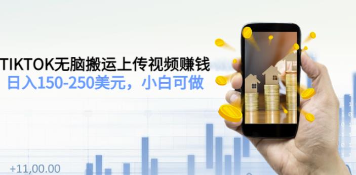 TIKTOK无脑搬运上传视频赚钱，日入150-250美元，小白可做（2节视频课）-虫2小屋