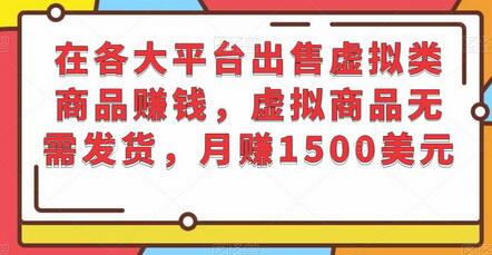 在各大平台出售虚拟类商品赚钱，虚拟商品无需发货，月赚1500美元-虫2小屋
