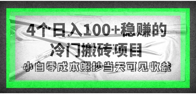 4个稳赚的冷门搬砖项目，每个项目日入100+小白零成本照抄当天可见收益-虫2小屋