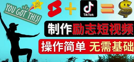 制作Tiktok,Youtube Shorts励志短视频-通过短视频平台快速开通广告获利-虫2小屋