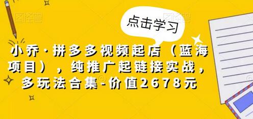 小乔·拼多多视频起店（蓝海项目），纯推广起链接实战，多玩法合集-价值2678元-虫2小屋