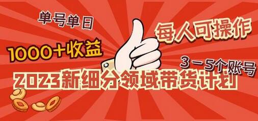 2023新细分领域带货计划：单号单日1000+收益不难，每人可操作3-5个账号-虫2小屋