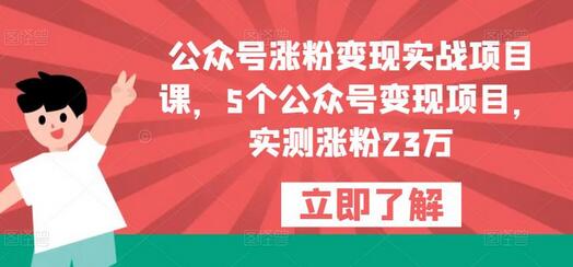 公众号涨粉变现实战项目课，5个公众号变现项目，实测涨粉23万-虫2小屋