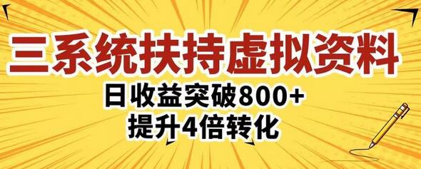 三大系统扶持的虚拟资料项目，单日突破800+收益提升4倍转化-虫2小屋