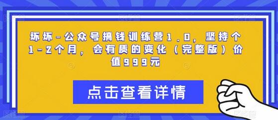 坏坏-公众号搞钱训练营1.0，坚持个1-2个月，会有质的变化（完整版）价值999元-虫2小屋