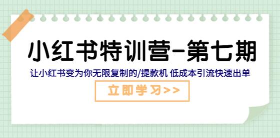 小红书特训营-第七期 让小红书变为你无限复制的/提款机 低成本引流快速出单-虫2小屋