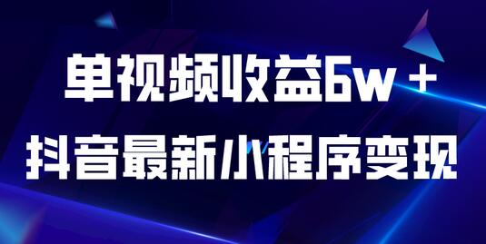 抖音最新小程序变现项目，单视频收益6w＋-虫2小屋