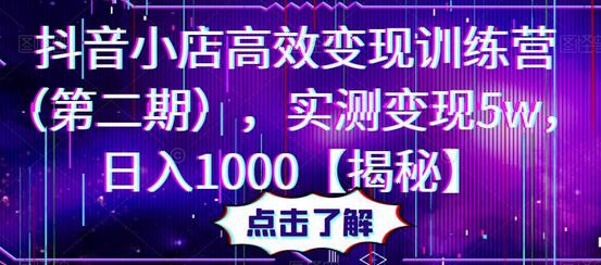 抖音小店高效变现训练营（第二期），实测变现5w，日入1000【揭秘】-虫2小屋