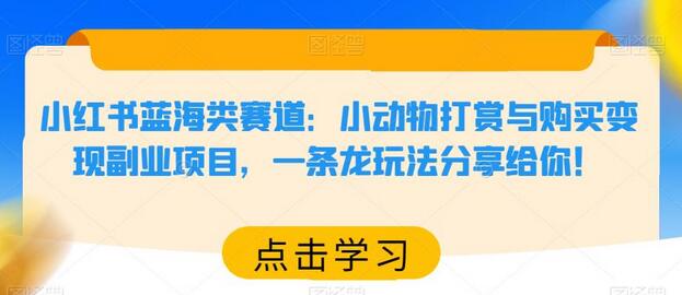 小红书蓝海类赛道：小动物打赏与购买变现副业项目，一条龙玩法分享给你！-虫2小屋