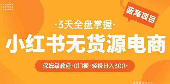 2023【阿本小红书无货源电商训练营】保姆级教程，从0到1，3天全盘掌握，轻松日入300+-虫2小屋