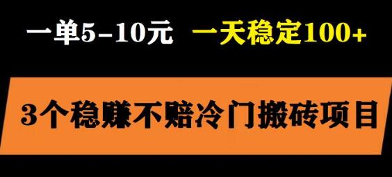 3个最新稳定的冷门搬砖项目，小白无脑照抄当日变现日入过百-虫2小屋