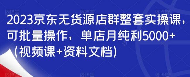 2023京东无货源店群整套实操课，可批量操作，单店月纯利5000+（视频课+资料文档）-虫2小屋