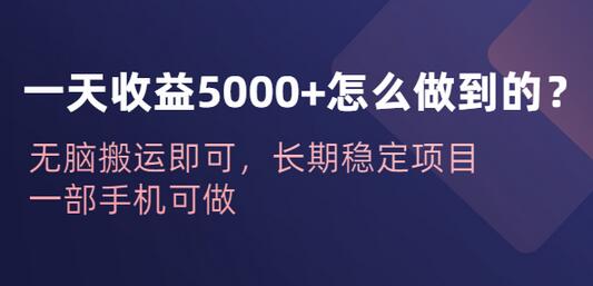 一天收益5000+怎么做到的？无脑搬运即可，长期稳定项目，一部手机可做-虫2小屋