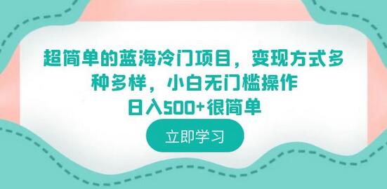 超简单的蓝海冷门项目，变现方式多种多样，小白无门槛操作日入500+很简单-虫2小屋