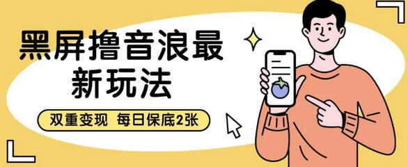 黑屏撸音浪最新玩法，双重变现，每日保底2张-虫2小屋