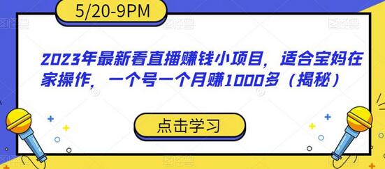 2023年最新看直播赚钱小项目，适合宝妈在家操作，一个号一个月赚1000多-虫2小屋